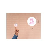 3 Cm (95 Adet) İngilizce 5 Aylık Etiketi Pembe 5 Months Çıkartması Puanlı Beş Aylık Yuvarlak Mat