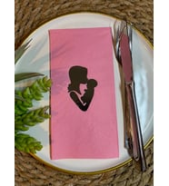 Gümüş Yaldızlı Pembe Anne Bebek Peçete