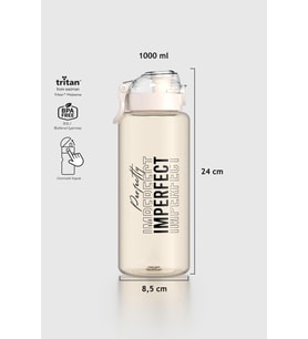 Renga Saga Loop Yazı Desenli 1000 ml Tritan Matara 912138 Bej