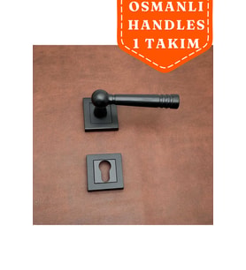 Osmanlı Handles Kare Rozetli Yale Çelik Kapı Kolu 1 Takım (Mat Siyah)