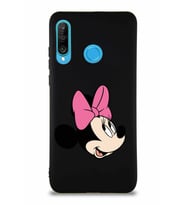Huawei P30 Lite Soft Premier Kapak Minnie Mouse-A Tasarımlı Silikon Kılıf - Siyah (Şeffaf)