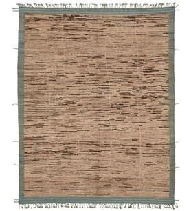 Gri Halı Bej Tonlu Soyut Desenli El Dokuma Lüks Salon Halısı Modern Yün ve Pamuk Karışımlı