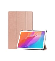 Huawei MatePad T10 Uyumlu Zore Smart Cover Standlı 1-1 Kılıf (Rose Gold Altın)