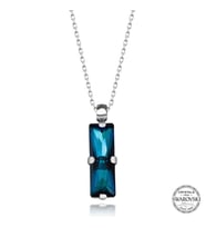 Swarovski Crystal Taşlı Mavi Baget Gümüş Kadın Kolye