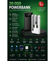 Kamp ve Seyahat İçin 20000mAh LED Işıklı Hızlı Şarj Powerbank