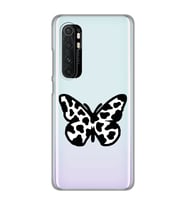 Xiaomi Mi Note 10 LITE Uyumlu Siyah Beyaz Kelebek Tasarımlı Şeffaf Telefon Kılıfı