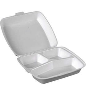 Dağyüce 23/A Tek Kullanımlık Köpük 3 Bölmeli Kapaklı Kase Kutu - 20x24 Cm. - 10 Adetlik 1 Paket