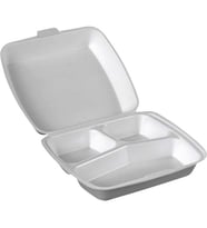 Dağyüce 23/A Tek Kullanımlık Köpük 3 Bölmeli Kapaklı Kase Kutu - 20x24 Cm. - 10 Adetlik 1 Paket