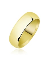 Düz Bombeli Gold Gümüş Alyans - 6 mm