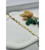 Kararma Yapmayan Gold Örgü Çelik Bileklik