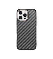 iPhone 16 Pro Max Kılıf M-safe Şarj Özellikli Karbon Fiber Görünümlü Antina Kılıf (Gri)