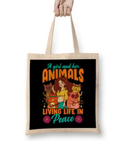 A Girl And Her Animals Living Life In Peace Bez Çanta Uzun Saplı