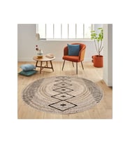 Eliana Home Baskılı, Yıkanabilir Kaymaz Taban Yuvarlak Halı LNA7065-SD349 120x120 cm (Kahverengi)