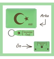 Fıstık Yeşil, Ay Yıldız Yazılı, İsmine Özel Cüzdan Ve Anahtarlık Set, Tarihinden Onur Duyanlara Özel (Fıstık Yeşili)