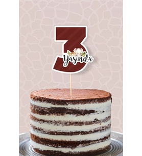 Safari Pastel 3 Yaşında (üç) Pasta Süsü *Kalın Kağıt