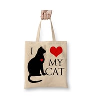I Love My Cat Kedi Hayvan Pet Animal Beyaz Bez Çanta Uzun Saplı Alışveriş Çantası Plaj Çantası