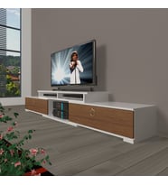 Decoraktiv Flex 130 Mdf Gold Tv Ünitesi Tv Sehpası - Beyaz Ceviz (Beyaz - Ceviz)