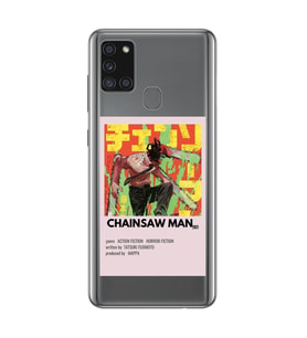 Samsung Galaxy A21S Uyumlu Chainsaw Man Anime Desenli Şeffaf Telefon Kılıfı