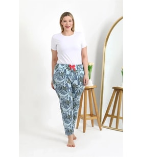 Giyim Kadın Pamuklu Büyük Beden Alt Pijama Mavi