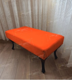 Ayak Ucu Kapı Önü Antre Düz Bench Puf Orta Sehpa Siyah Ayak (110*45) (Turuncu)