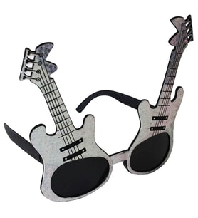 Gümüş Renk Gitar Şekilli Parti Gözlüğü