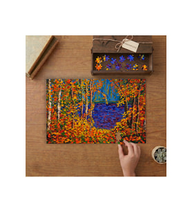 Sonbahar Yaprakları - Turuncu - Pastel Renkler Tasarımı 240 parça Ahşap Puzzle Ahşap Kutuda MP03031