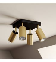 Rsylight Retro Siyah Eskitme Kare 180 Derece Hareketli Modern Spor 4 Lü Led Spot Avize Beyaz Ampullü