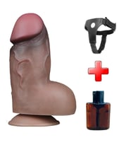 LilituShop Yeni Nesil Çift Katmanlı Belden Bağlamalı 18,2 cm Realistik Kalın Dildo Penis