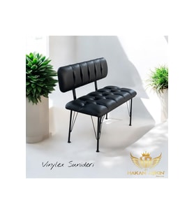 Metal Ayaklı Metal Alt Kasalı Vinylex Suni Deri Sırtlı Bench Bank Siyah