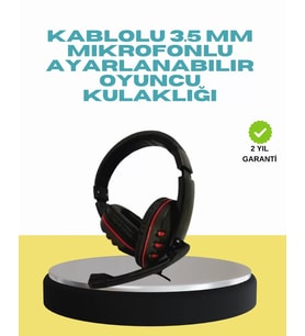 Kırmızı Işıklı Oyun Kulaklığı Kablolu Mikrofonlu Profesyonel