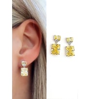 Sky Diamond Yellow Sitrin Taşlı 925ayar Gümüş Üzerine Altın Kaplama küpe