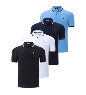 DÖRTLÜ SET T8594 DEWBERRY ERKEK T-SHIRT-SİYAH-BEYAZ-LACİVERT-AÇIK MAVİ (Karışık)