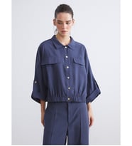 LCW Vision Lacivert Modal Karışımlı Oversize Kadın Gömlek