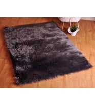 Tappeto Kuzu Kürkü Dekoratif Post Peluş Halı Antrasit