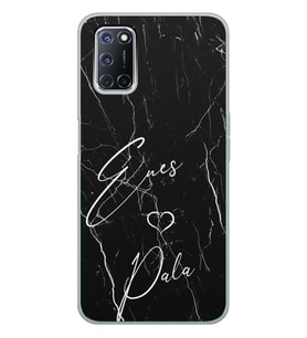 Oppo Siyah Mermer Tasarımlı Şeffaf Telefon Kılıfı