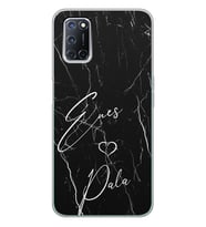 Oppo Siyah Mermer Tasarımlı Şeffaf Telefon Kılıfı