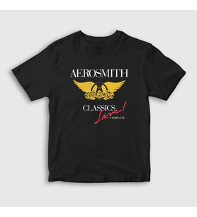 Presmono Unisex Çocuk Siyah Classics Aerosmith T-Shirt 6696tt