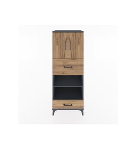 Hyperion Dolap 4 Raflı 2 Çekmeceli 2 Kapaklı 60x44x163 Antrasit-Çam