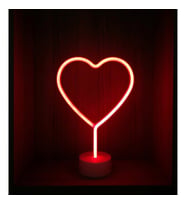 Neon Işıklı Kalp Masa Gece Lambası PİL+USB