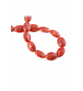 Çim Mercan Doğal Taş Parlak Kırmızı Yassı Yuvarlak Kesim 13x18mm Dizi [AA]