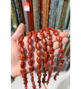 Çim Mercan Taşı Yuvarlak Kesim Parlak Kırmızı 13x18mm Doğal Taş Dizi [AA]