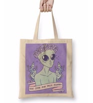 Cute Alien Uzaylı Bez Çanta Uzun Saplı