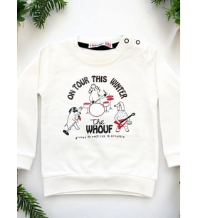 Erkek Bebek Winter Yazılı Pamuklu Sweatshirt
