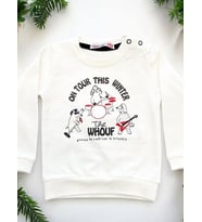 Erkek Bebek Winter Yazılı Pamuklu Sweatshirt (Ekru)