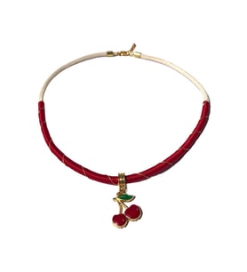 Handcraftedbyoz, Kadın, Etnik, Bohem, El yapımı, Marin, Kiraz Choker Kolye
