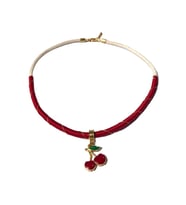 Handcraftedbyoz, Kadın, Etnik, Bohem, El yapımı, Marin, Kiraz Choker Kolye
