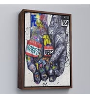 Çerçeveli Banksy Tarzı Kanvas Duvar Sanatı, Graffiti El Duvar Posteri Kanvas Tablo (Beyaz)