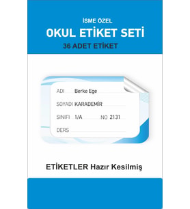 Okul Etiketi kişiye Özel Kitap Defter Sticker 36 Adet Hazır Kesilmiş