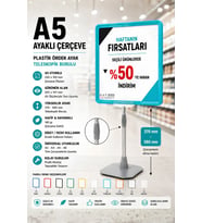 A5 Ayaklı Çerçeve Seti Plastik Ördek Ayak Teleskopik Borulu Fiyat Etiketliği Yönlendirme Levhası Menü Panosu Turkuaz