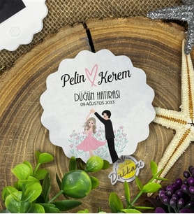 6cm Özel Baskılı Magnet Uv Baskılı - Gelin Damat 2